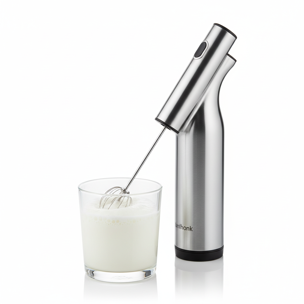 Rechargeable milk frother creating foam